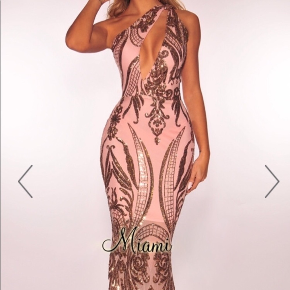 New Long rose gold sequin dress.